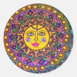 She's Called Sunshine, Sticker, Hippie Art Classic Round Sticker