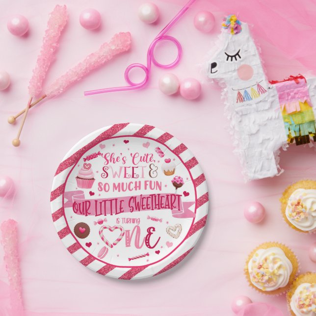 She's Cute She's Sweet & So Much Fun Sweetheart Paper Plate (Party)