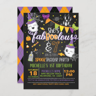 She's Faboolous and 7 Birthday Invitation - Blk