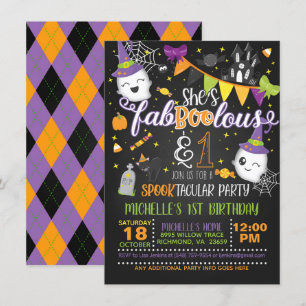 She's Faboolous and ONE Birthday Invitation - Blk