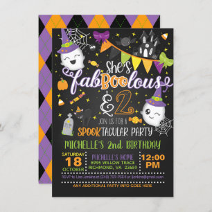 She's Faboolous and TWO Birthday Invitation - Blk