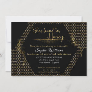 She's found her honey black gold bridal shower invitation