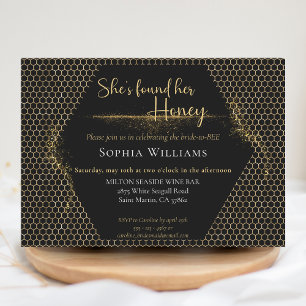 She's found her honey gold glam bridal shower invitation