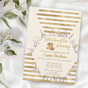 She's found her honey gold stripes bridal shower invitation