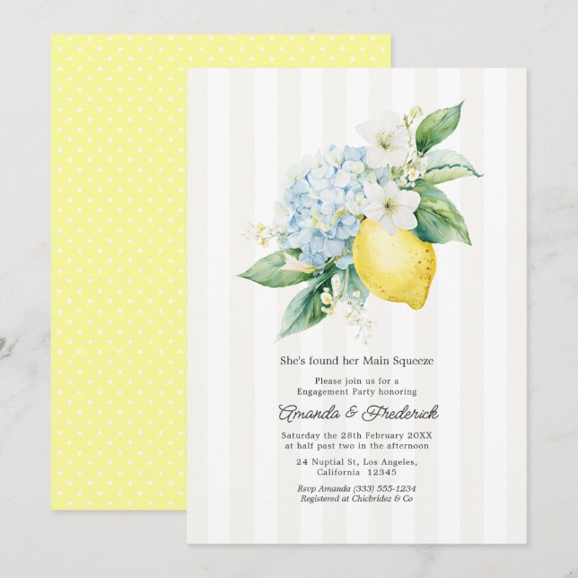 She's Found Her Main Squeeze Engagement Party Invitation (Front/Back)