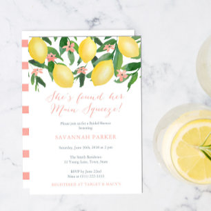 She's Found Her Main Squeeze Lemons Bridal Shower Invitation