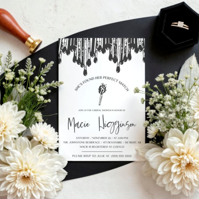 She's Found her Perfect Match Bridal Shower Invitation (Creator Uploaded)
