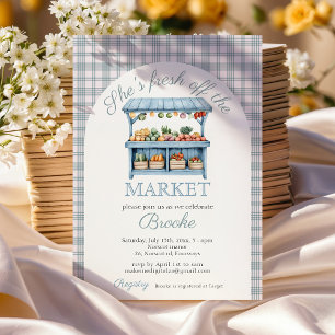 She's fresh off the market blue Bridal Shower Invitation