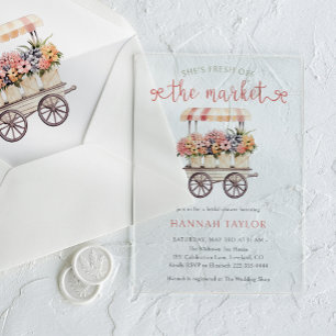 She's Fresh Off The Market Bridal Shower Acrylic Invitations