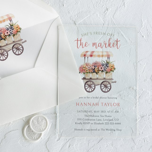 She's Fresh Off The Market Bridal Shower Acrylic Invitations (Creator Uploaded)