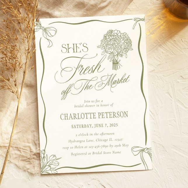 She's Fresh Off the Market Bridal Shower Invitation (Creator Uploaded)