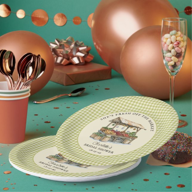 She's Fresh Off the Market Bridal Shower  Paper Plate (Multi)