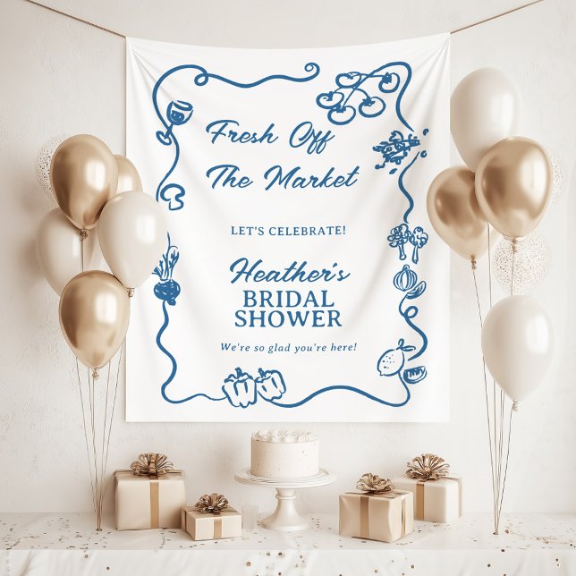 She's Fresh Off The Market Bridal Shower Sign Tapestry (Creator Uploaded)