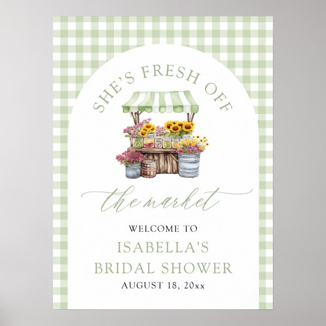She's Fresh Off the Market Bridal Shower Welcome Poster (Front)