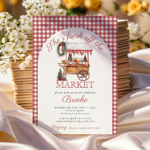 She's fresh off the market christmas Bridal Shower Invitation