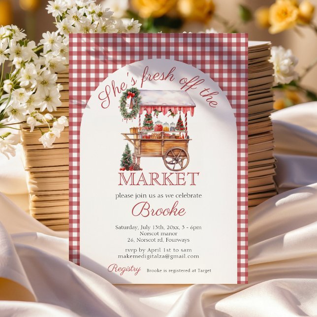 She's fresh off the market christmas Bridal Shower Invitation (Creator Uploaded)