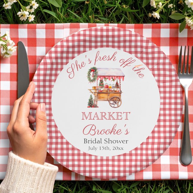 She's fresh off the market christmas Bridal Shower Paper Plate (Creator Uploaded)