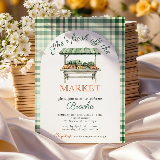 She's fresh off the market country Bridal Shower Invitation (Creator Uploaded)