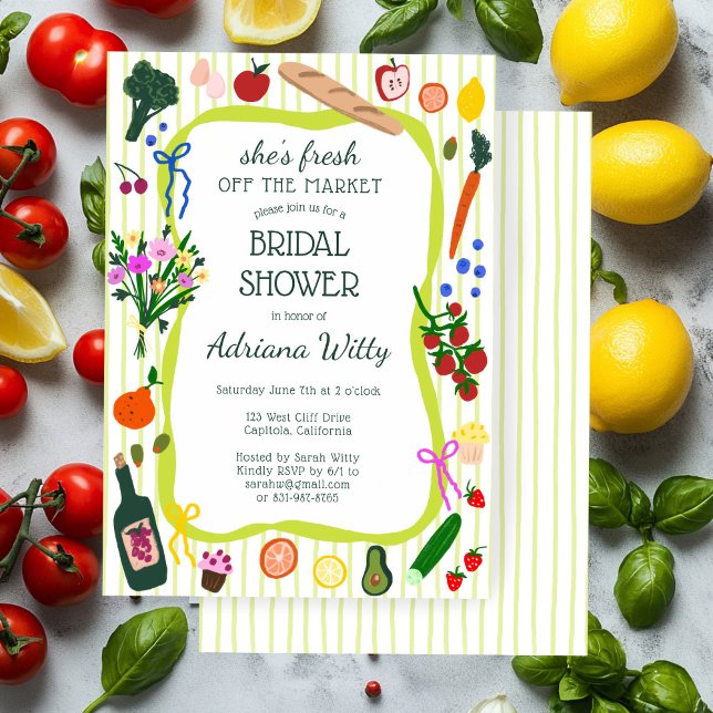 She's Fresh OFF THE MARKET Custom Bridal Shower Invitation (She's FRESH OFF THE MARKET  Hand-drawn Cute Custom Bridal Shower Invitation
)