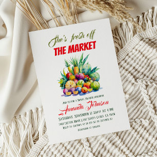 She's Fresh Off the Market Farmhouse Bridal Shower Invitation