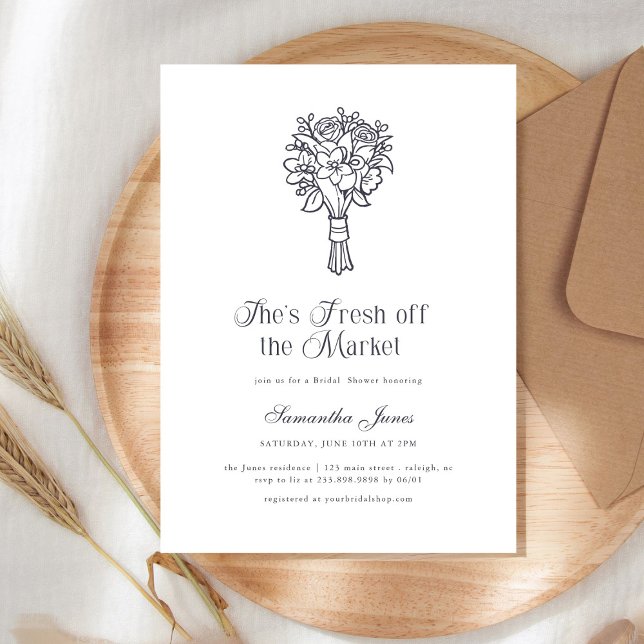 She's Fresh Off The Market Floral Bridal Shower Invitation (Creator Uploaded)