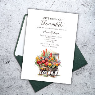 She's Fresh Off The Market Floral Bridal Shower Invitation