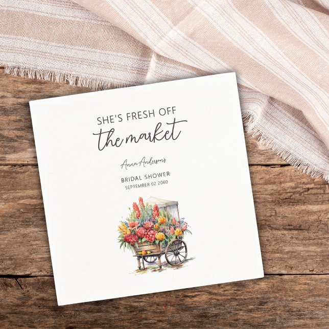 She's Fresh Off The Market Floral Bridal Shower Napkin (Creator Uploaded)