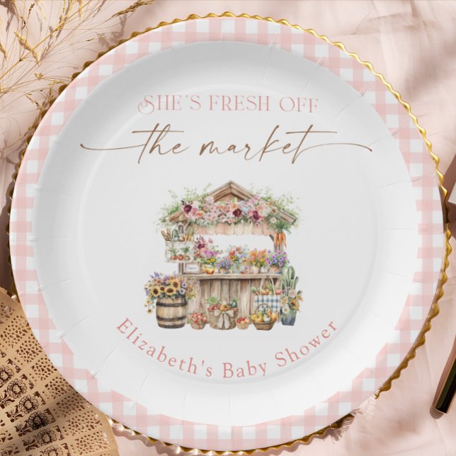 She's Fresh Off the Market Floral Bridal Shower Paper Plate (Creator Uploaded)