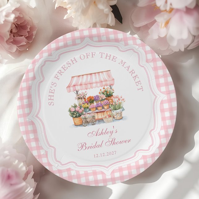 She's Fresh Off the Market Floral Bridal Shower Paper Plate (Creator Uploaded)