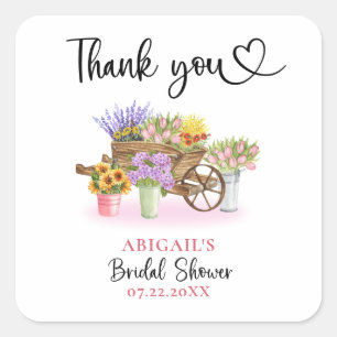 SHE'S FRESH OFF THE MARKET  FLORAL THANK YOU SQUARE STICKER