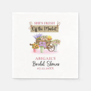 SHE'S FRESH OFF THE MARKET FLORAL WELCOME SIGN NAPKIN