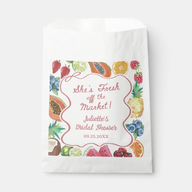 She's Fresh Off The Market Fruits Bridal Shower Favour Bags (Front)