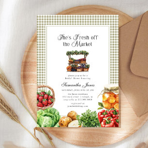 She's Fresh Off The Market Gingham Bridal Shower Invitation