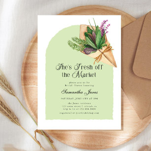 She's Fresh Off The Market Gingham Bridal Shower Invitation