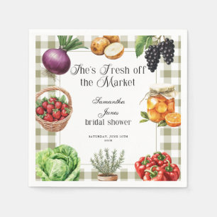 She's Fresh Off The Market Gingham Bridal Shower Napkin