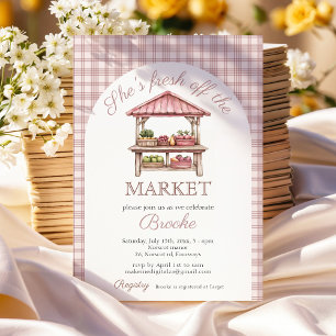 She's fresh off the market pink Bridal Shower Invitation