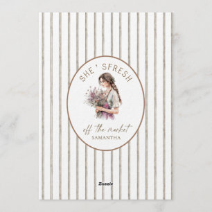 She's Fresh Off the Market Striped Bridal Shower Invitation