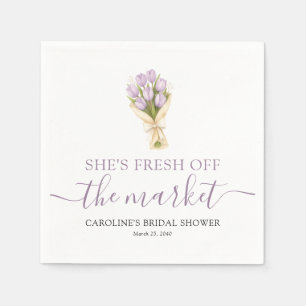 She's Fresh Off The Market Tulips Bridal Shower Napkin