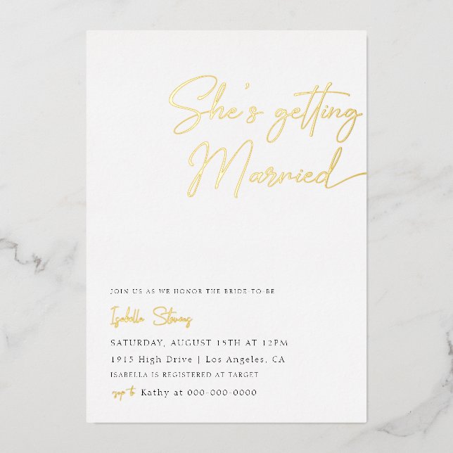 She's Getting Married Minimalist Bridal Shower (Front)