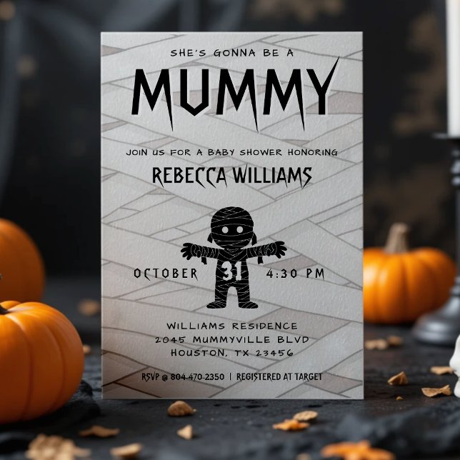 She's Gonna Be a Mummy Halloween Baby Shower Invitation (She's Gonna Be a Mummy Halloween Baby Shower Invitation)