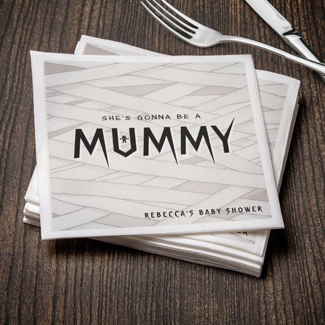 She's Gonna Be a Mummy Halloween Baby Shower Napkin (She's Gonna Be a Mummy Halloween Baby Shower Napkins)