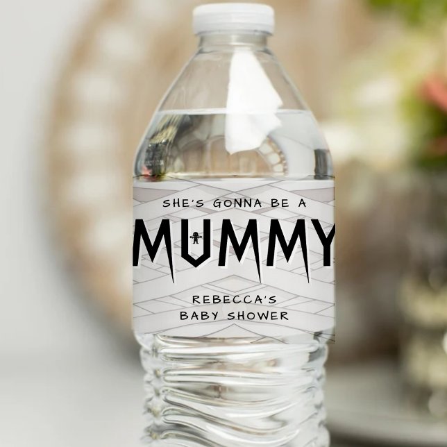 She's Gonna Be a Mummy Halloween Baby Shower Water Bottle Label (She's Gonna Be a Mummy Halloween Baby Shower Water Bottle Label
)
