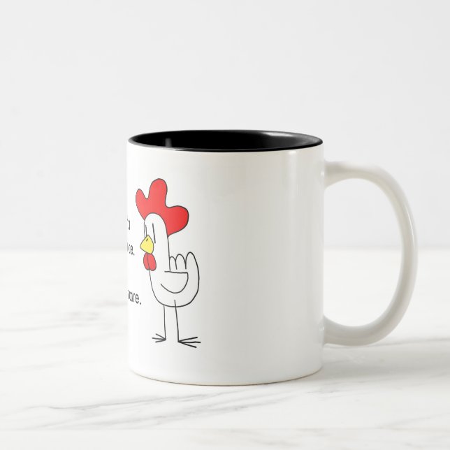 She's got a chicken to ride. Two-Tone coffee mug (Right)
