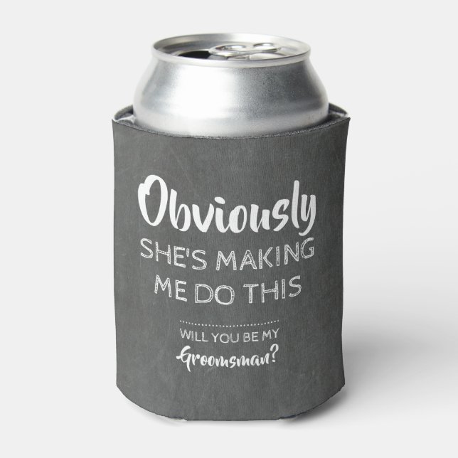 She's Guilty - Funny Groomsman Proposal Can Cooler (Can Front)