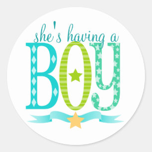 She's Having a BOY - Custom Baby Shower Stickers