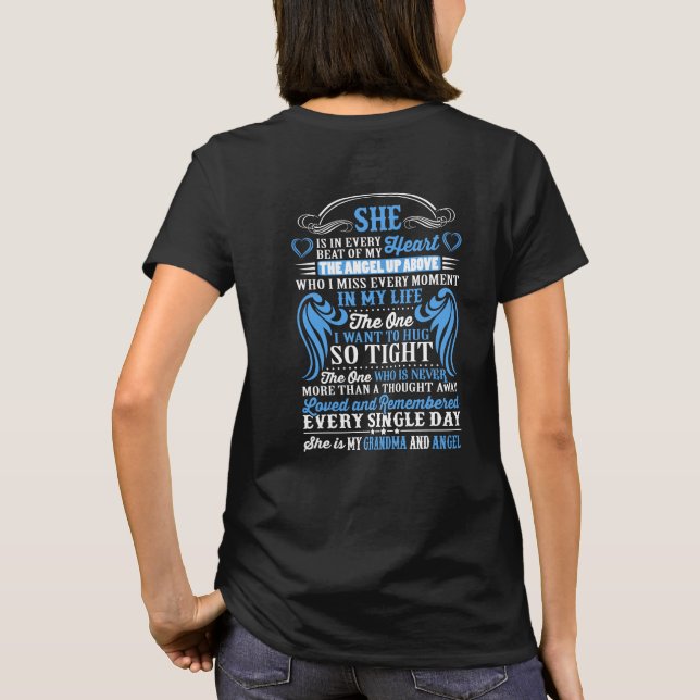 She's in every beat of my heart my GRANDMA angel T-Shirt (Back)