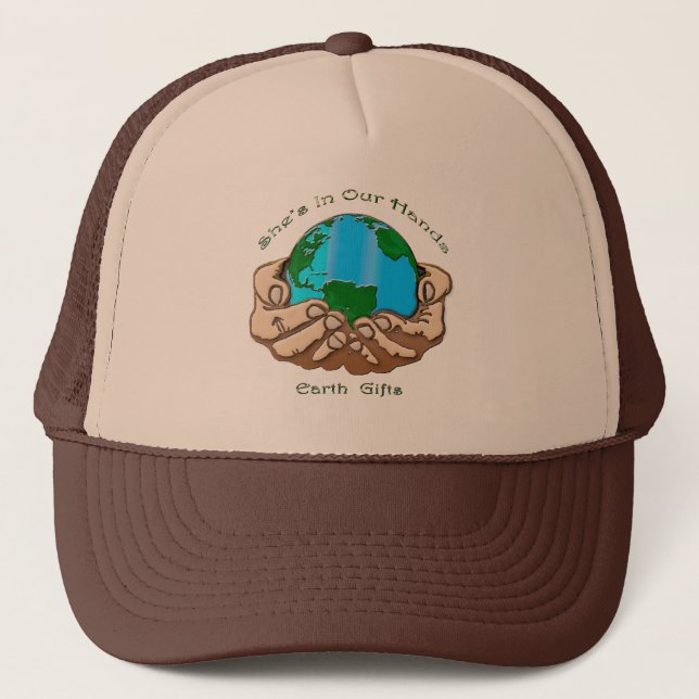 SHE'S IN OUR HANDS Earth-lover Environmental Gift Trucker Hat (Front)