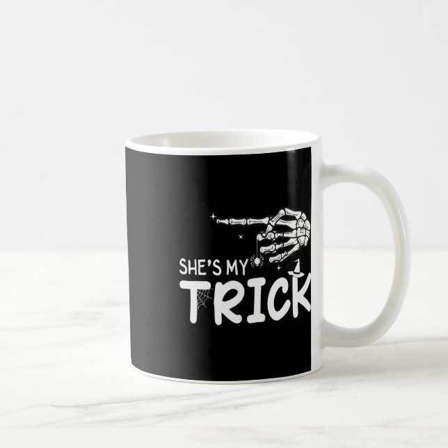 She's Is My Trick Couples Skeleton Hand Halloween  Coffee Mug (Right)