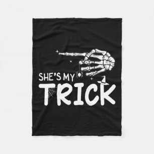 She's Is My Trick Couples Skeleton Hand Halloween Fleece Blanket