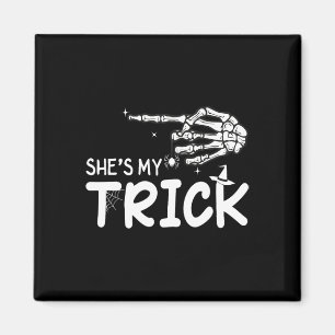 She's Is My Trick Couples Skeleton Hand Halloween Magnet